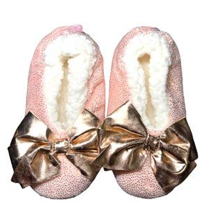 Jojo Siwa Pink Glitter Sherpa Lined Fuzzy Babba Slippers Kids 7-8 Yrs Sz 13-4